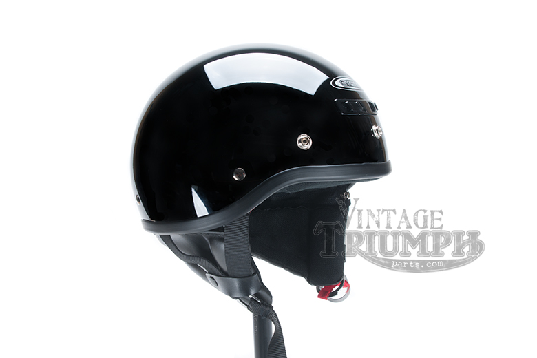 Black Vintage Style Helmet With Zip Out Neck Curtain, Snap On Visor