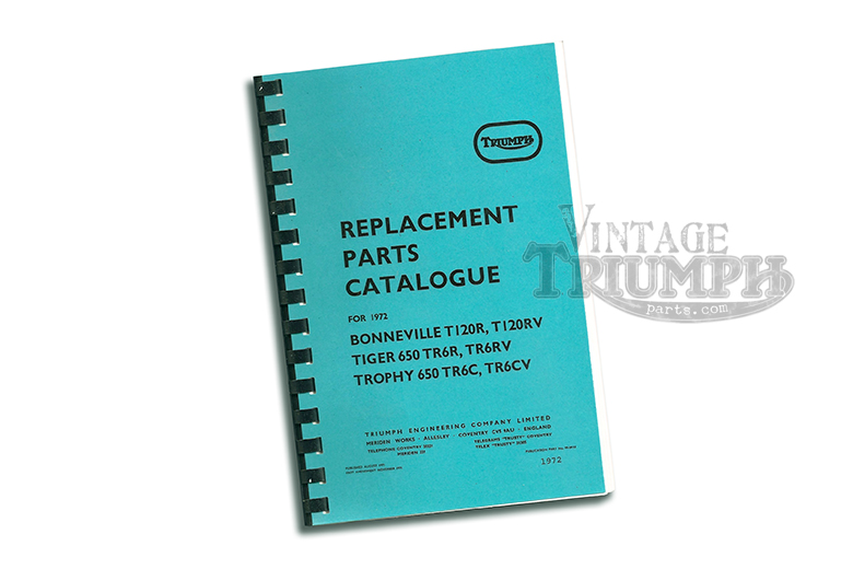 Replacement Parts Catalogue Manual For Triumph 1972