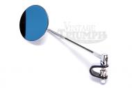 This is a 4 inch round clamp on mirror with an 8" stem. Fits right or left.
