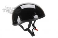 Black Skid Lid Vintage Style Helmet. Contoured helmet with a low-profile fit, Thermoplastic alloy injected shell, With D-Ring Retention Straps. Meets or Exceeds D.O.T. Standards. 
