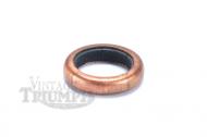 This is a sealing washer and the washer is made with copper and rubber. 