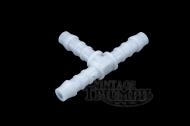Tee shaped fuel line fitting, this fitting is 1/4 inch and made of nylon. 