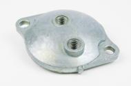 This is a top cover with 2 adjusters for an  AMAL Concentric carburetor, 600 series; for triumph motorcycles. 