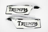 Two badges that are for the tank of a 1969 and later models of a Taiwan triumph motorcycles. 